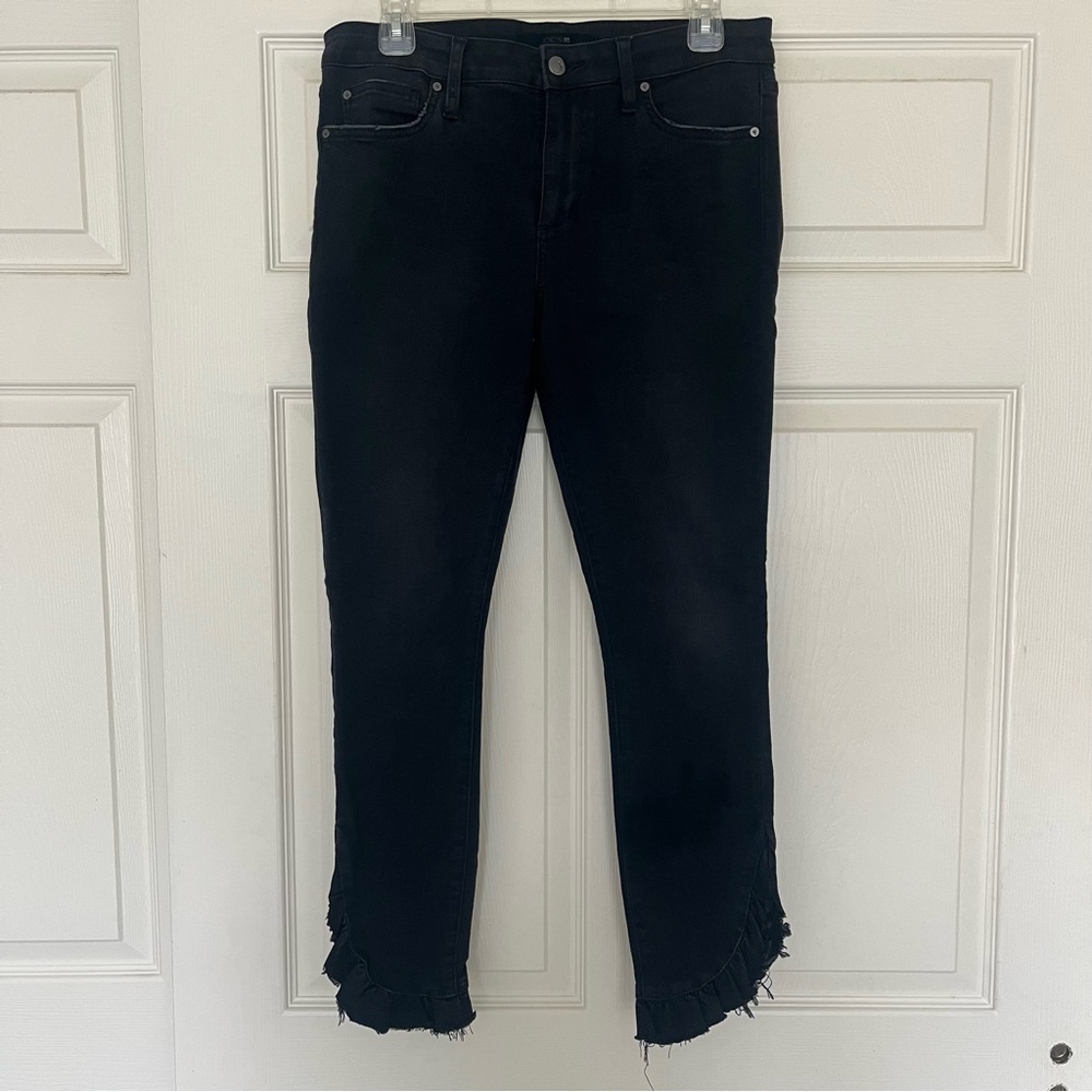 Joe’s Jeans The Icon Ankle Skinny Jean With Ruffled Hem Black